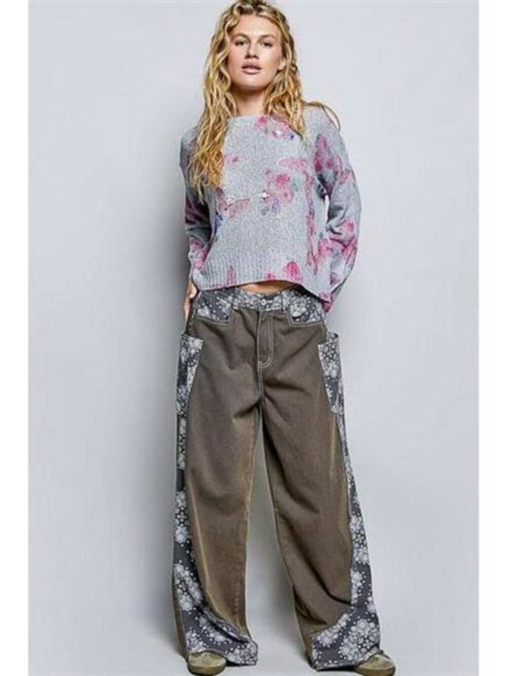 POL Ribbed Butterfly Print Round Neck Knit Top - Picture 5 of 5